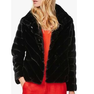 Bernardo Chevron Faux Fur Jacket, Black, Size Medium (8/10), Classic Chic NWT